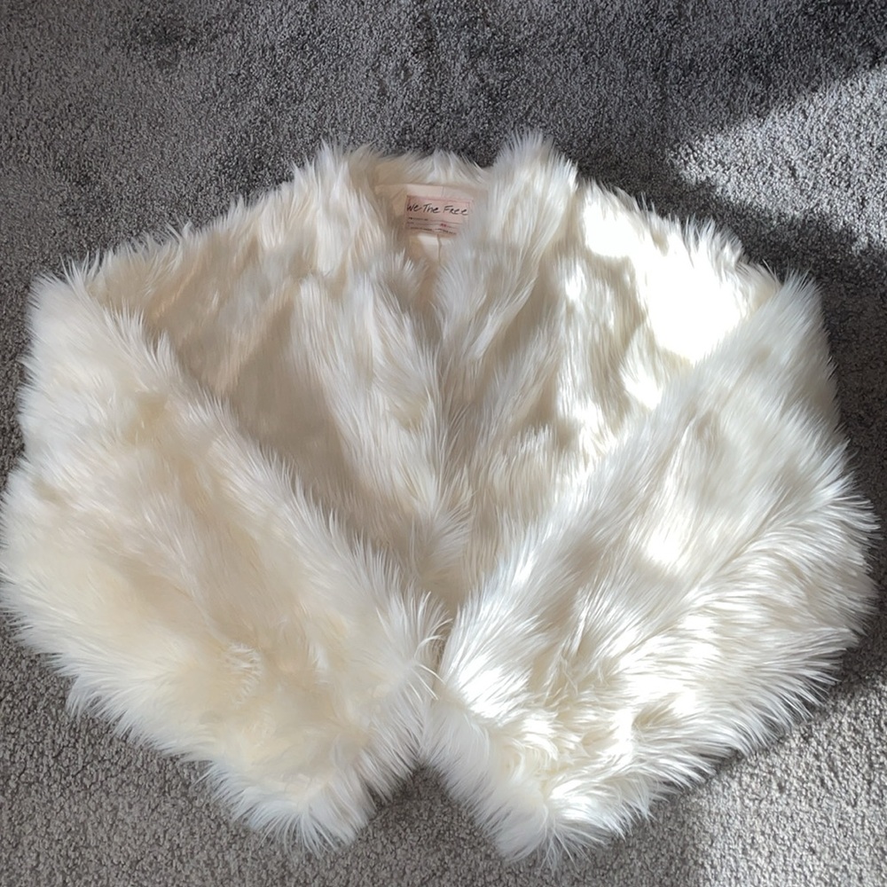 Free People All Night Faux Fur Jacket - Size XS - Sugar Swizzle